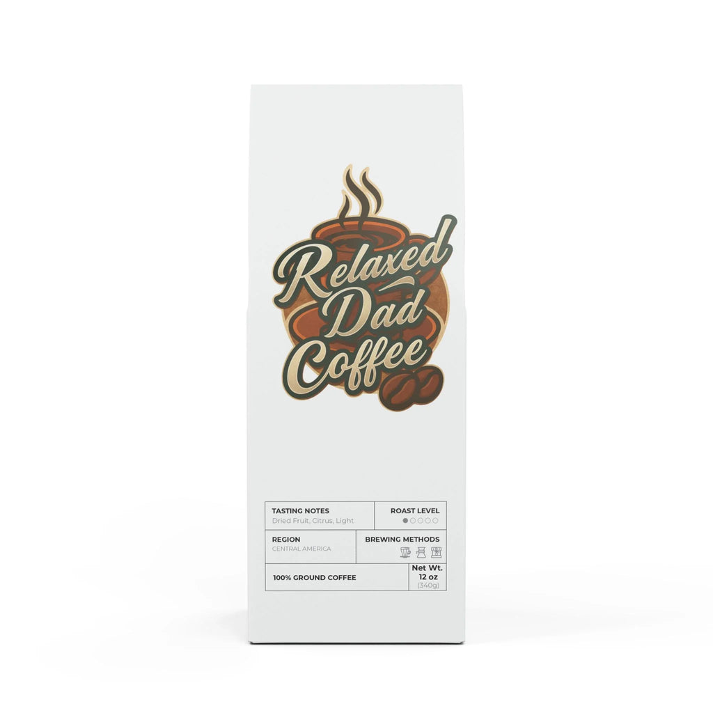 Relaxed Dad Coffee bag with light roast, dried fruit citrus notes, Central America ground coffee 12oz