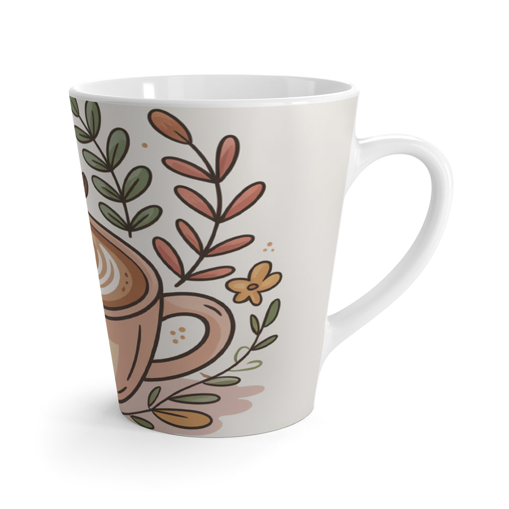 Floral Latte Art Ceramic Latte Mug