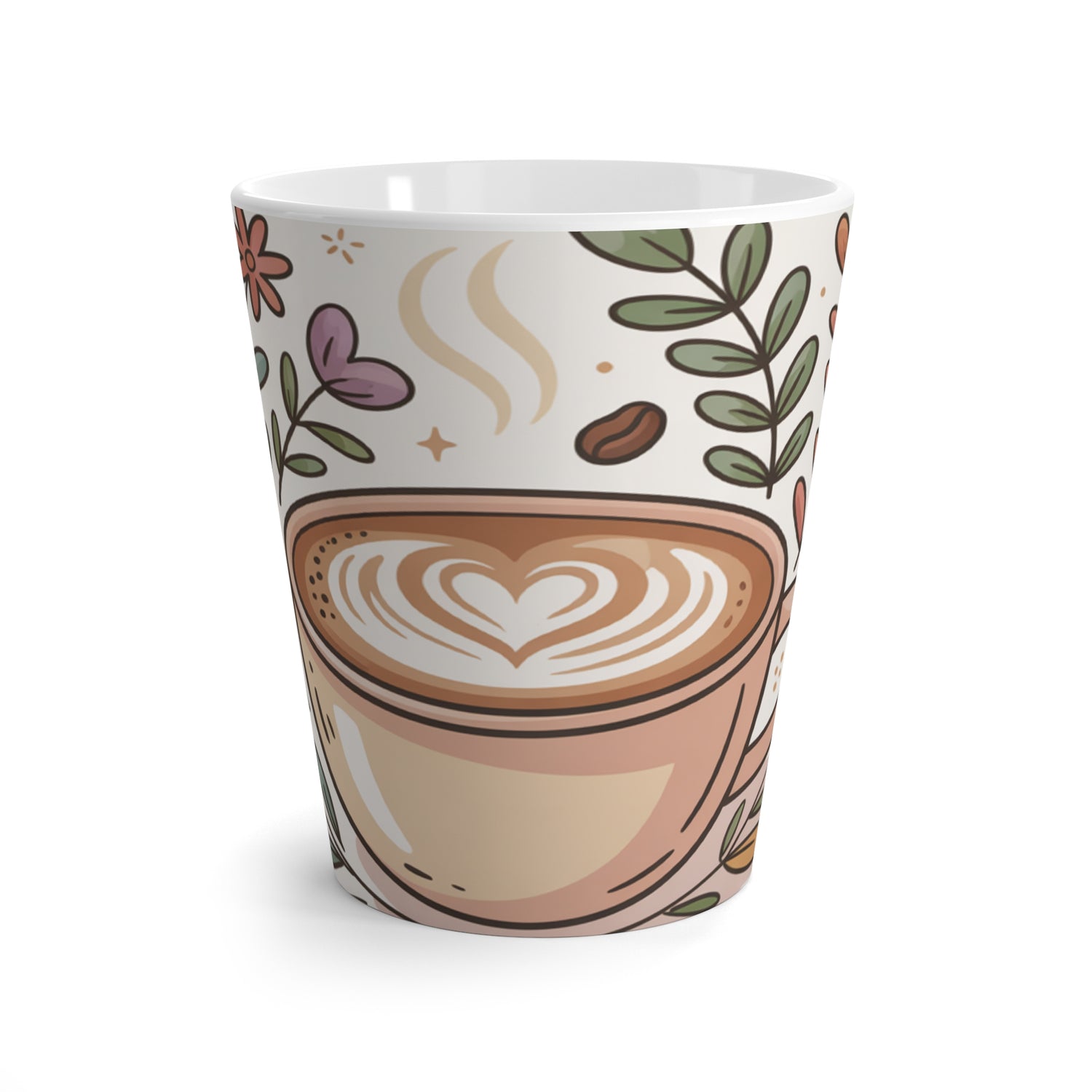 Floral Latte Art Ceramic Latte Mug