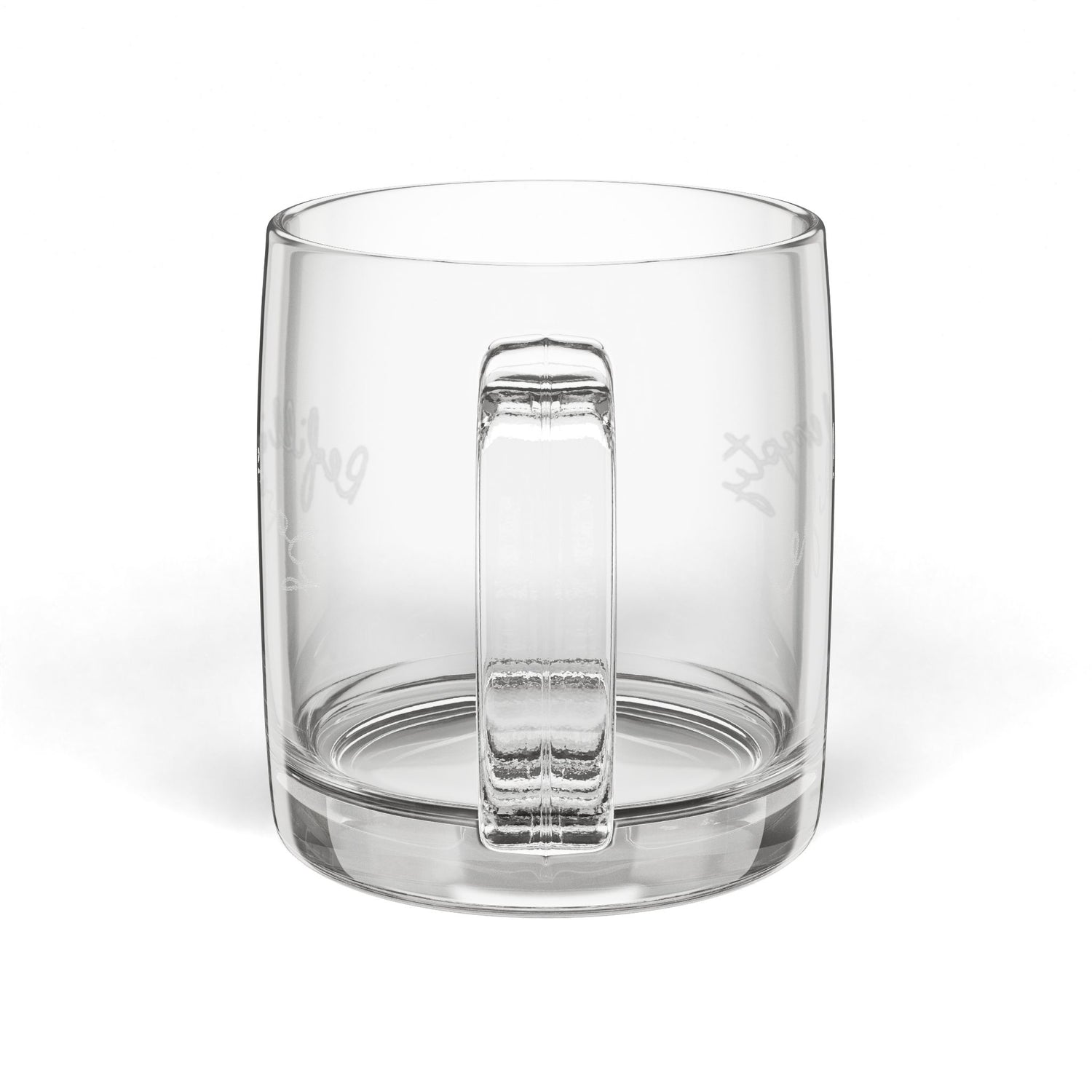 Clear Glass Coffee Mug — Engraved “Refill If Empty” 12.25oz