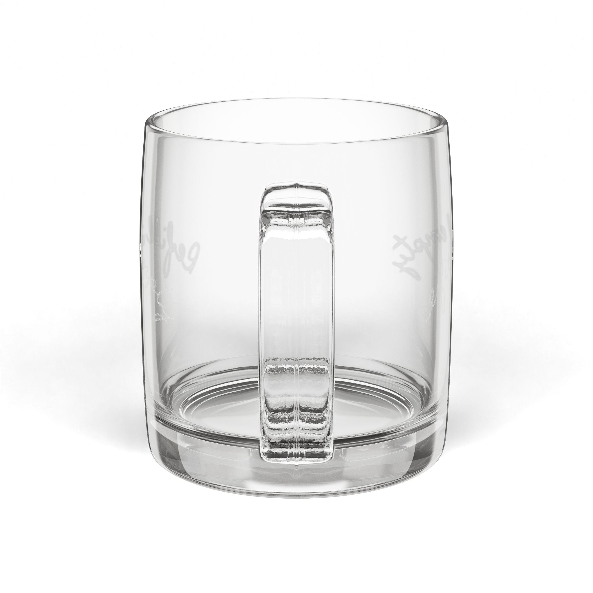 Clear Glass Coffee Mug — Engraved “Refill If Empty” 12.25oz