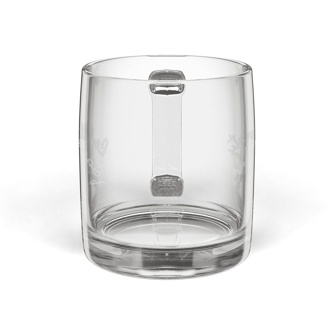 Clear Glass Coffee Mug — Engraved “Refill If Empty” 12.25oz