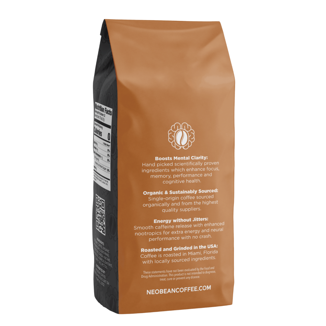 Neobean Black Label Cerebro Blend - Mushroom Coffee - Adaptogen Coffee with 8 Mushrooms &amp; MCT Oil