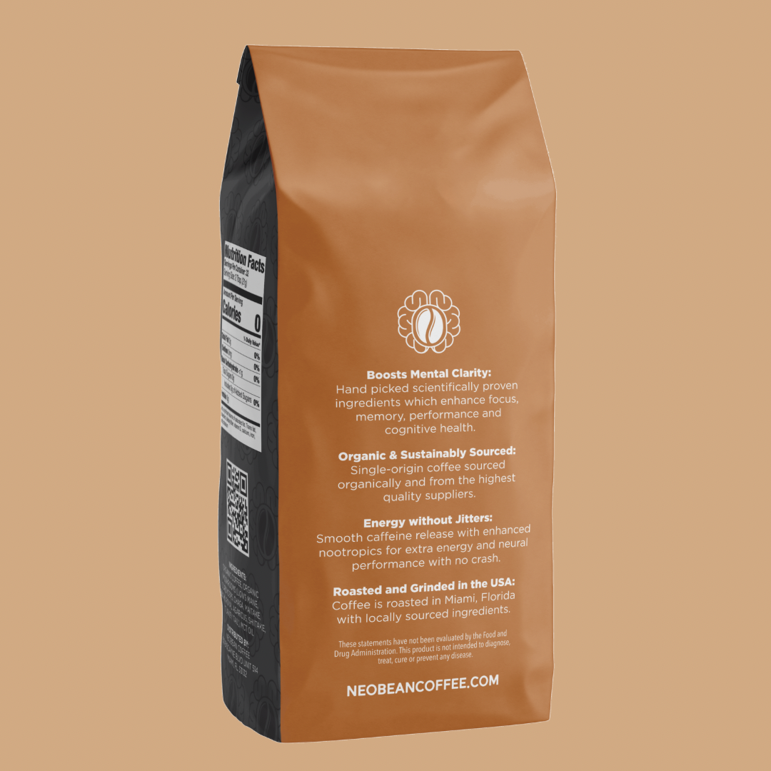 Neobean Black Label Cerebro Blend - Mushroom Coffee - Adaptogen Coffee with 8 Mushrooms &amp; MCT Oil