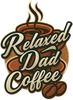 Logo for 'Relaxed Dad Coffee' with coffee cup and beans design.